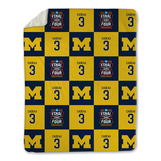 Michigan - NCAA Men's Basketball : Elliot Cadeau - Final Four NCAA® March Madness® 2026 Blanket-0