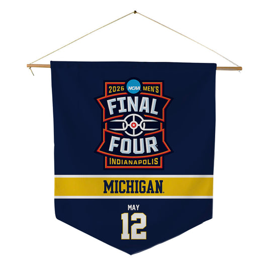 Michigan - NCAA Men's Basketball : Charlie May - Final Four NCAA® March Madness® 2026 Pennant - 18" x 21"-0