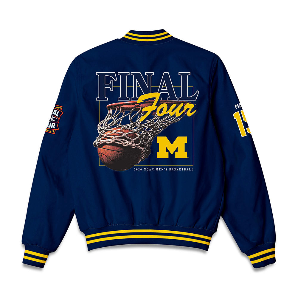Michigan - NCAA Men's Basketball : Aday Mara - Final Four NCAA® March Madness® 2026 Bomber Jacket-1