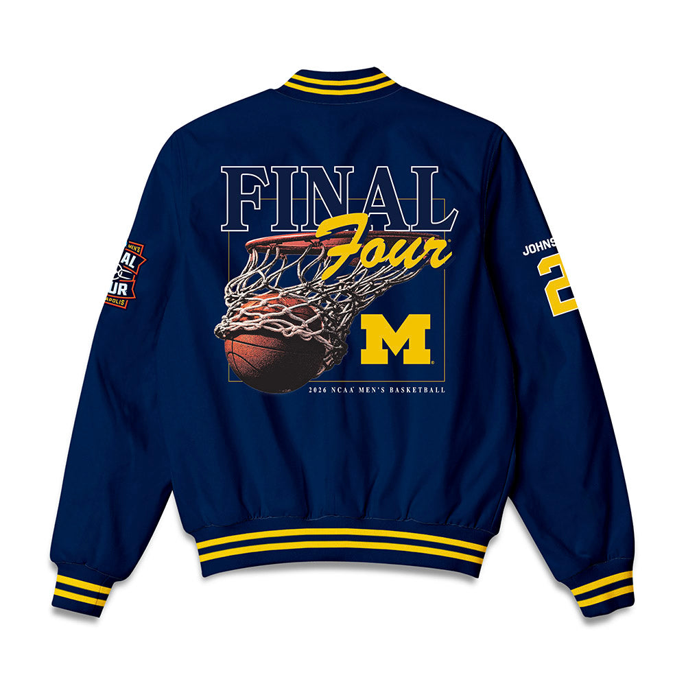 Michigan - NCAA Men's Basketball : Morez Johnson Jr. - Final Four NCAA® March Madness® 2026 Bomber Jacket-1