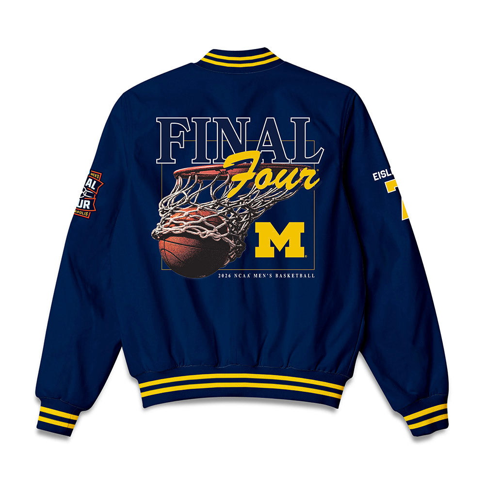Michigan - NCAA Men's Basketball : Howard Eisley Jr - Final Four NCAA® March Madness® 2026 Bomber Jacket-1