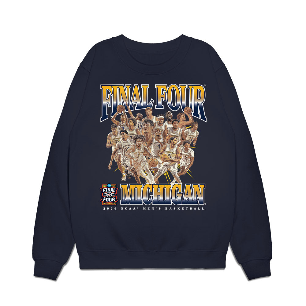 Michigan - NCAA Men's Basketball : Final Four® NCAA® March Madness® 2026 Collage Premium Crewneck Sweatshirt-0