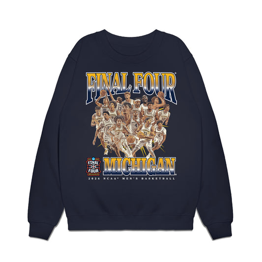 Michigan - NCAA Men's Basketball : Final Four® NCAA® March Madness® 2026 Collage Premium Crewneck Sweatshirt-0