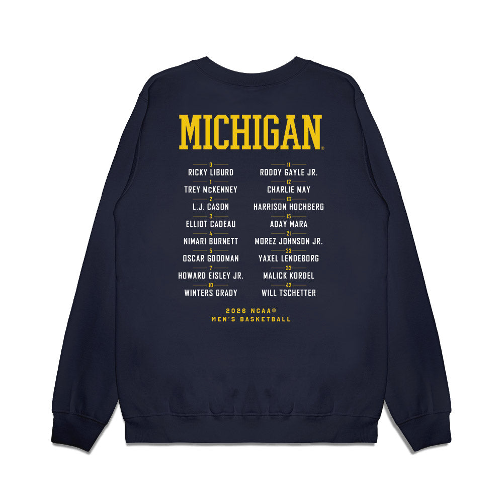 Michigan - NCAA Men's Basketball : - NCAA® March Madness® 2026 Premium Crewneck Sweatshirt-1