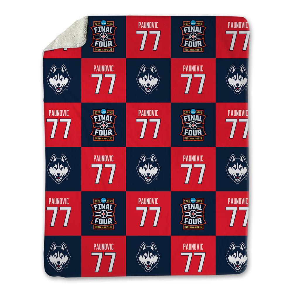 UConn - NCAA Men's Basketball : Uros Paunovic - Final Four NCAA® March Madness® 2026 Blanket-0