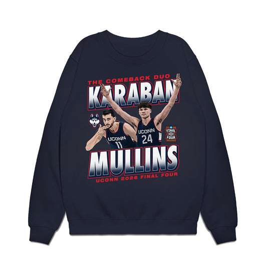 UConn - NCAA Mens Basketball : Braylon Mullins & Alex Karaban - The Comback Duo Premium Crewneck Sweatshirt-0