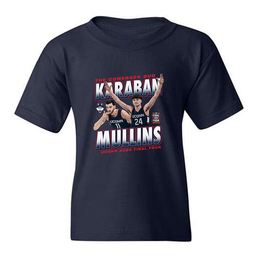 UConn - NCAA Mens Basketball : Braylon Mullins & Alex Karaban - The Comback Duo Youth T-Shirt-0