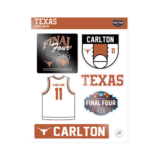 Texas - NCAA Women's Basketball : Justice Carlton - Final Four NCAA® March Madness® 2026 Sticker Sheet-0