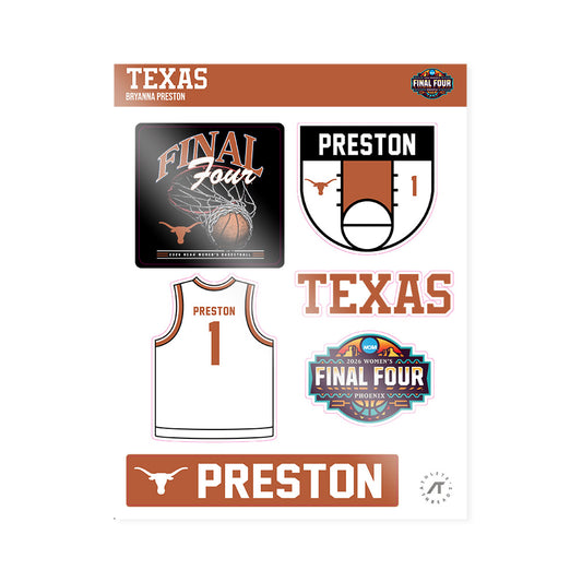 Texas - NCAA Women's Basketball : Bryanna Preston - Final Four NCAA® March Madness® 2026 Sticker Sheet-0