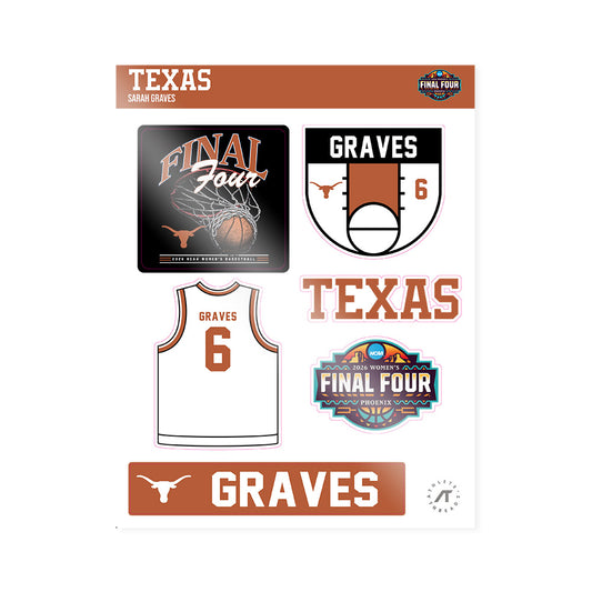 Texas - NCAA Women's Basketball : Sarah Graves - Final Four NCAA® March Madness® 2026 Sticker Sheet-0