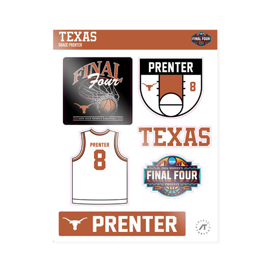 Texas - NCAA Women's Basketball : Grace Prenter - Final Four NCAA® March Madness® 2026 Sticker Sheet-0