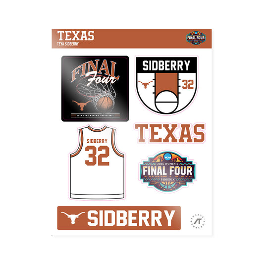Texas - NCAA Women's Basketball : Teya Sidberry - Final Four NCAA® March Madness® 2026 Sticker Sheet-0