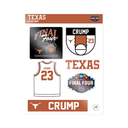 Texas - NCAA Women's Basketball : Aaliyah Crump - Final Four NCAA® March Madness® 2026 Sticker Sheet-0