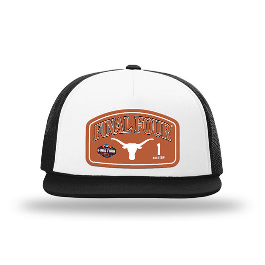 Texas - NCAA Women's Basketball : Bryanna Preston - Final Four NCAA® March Madness® 2026 Suede Foamie Trucker Cap-0