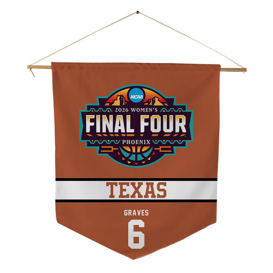 Texas - NCAA Women's Basketball : Sarah Graves - Final Four NCAA® March Madness® 2026 Pennant - 18" x 21"-0