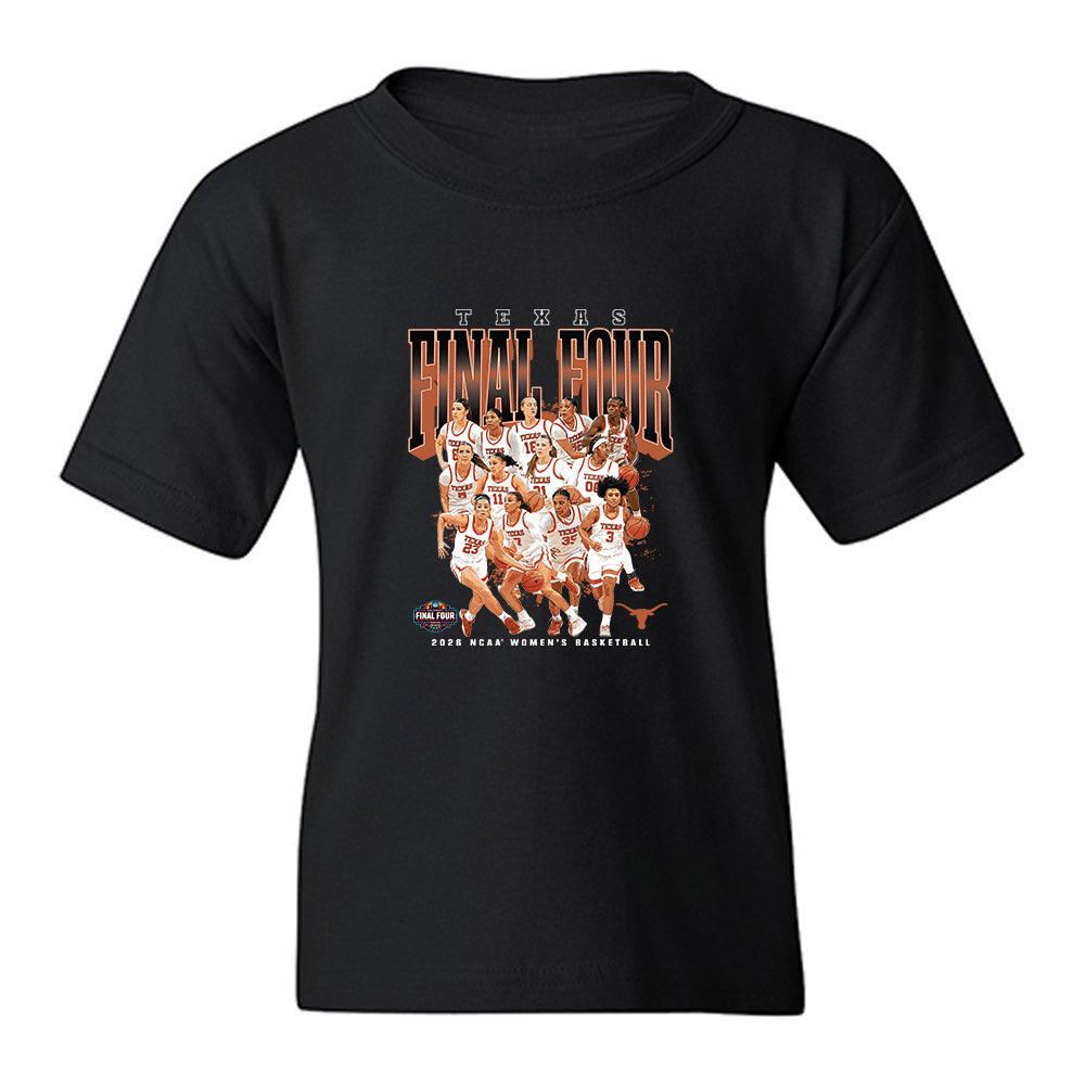 Texas - NCAA Womens Basketball - Final Four® Roster NCAA® March Madness® 2026 Youth T-Shirt-0