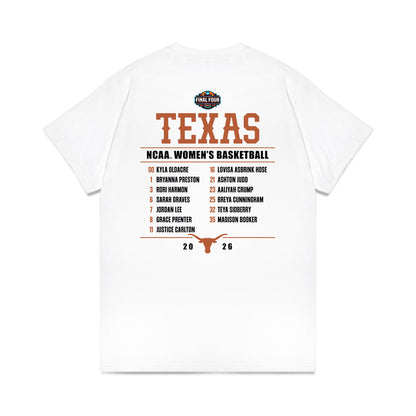 Texas - NCAA Womens Basketball - Final Four® NCAA® March Madness® 2026 Roster List Comfort Colors T-Shirt-1