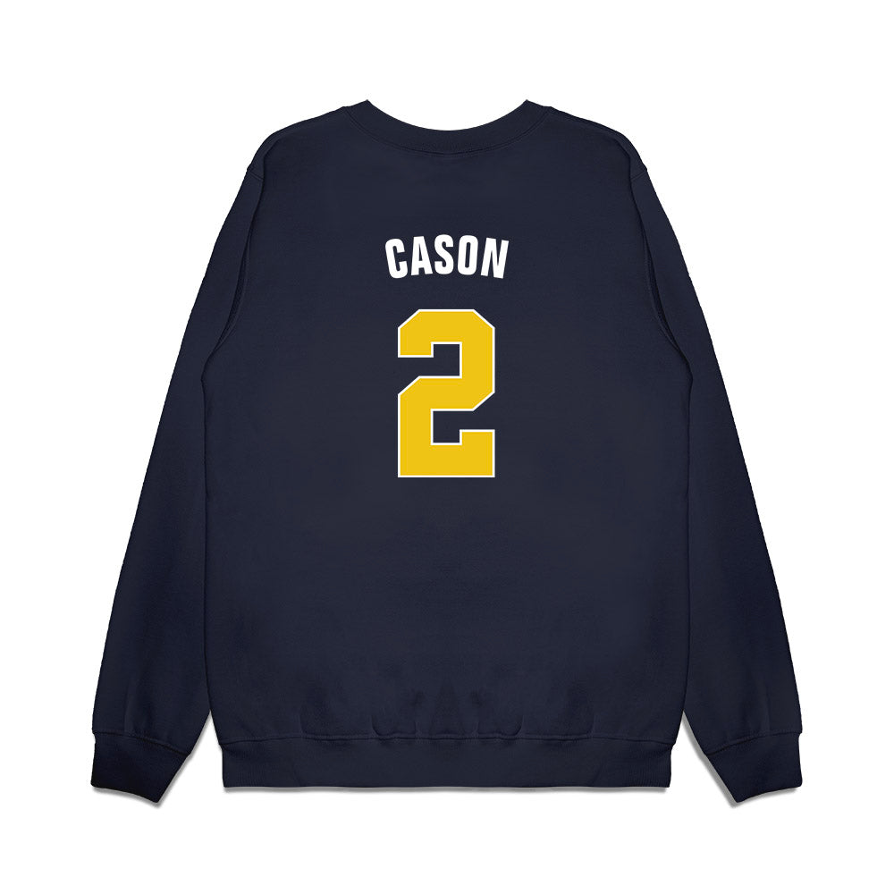 Michigan - NCAA Men's Basketball : Lorenzo Cason - National Champions NCAA® March Madness® 2026 Premium Crewneck Sweatshirt-1