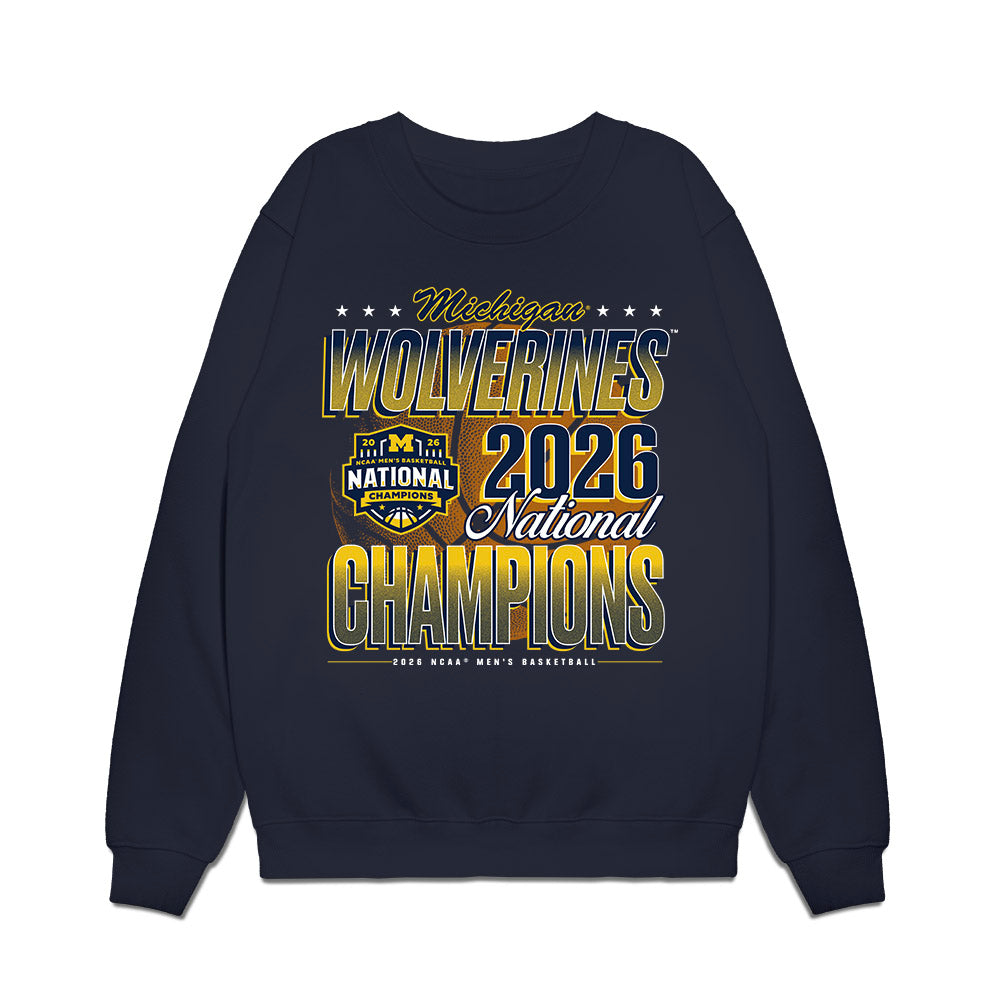 Michigan - NCAA Men's Basketball : Harrison Hochberg - National Champions NCAA® March Madness® 2026 Premium Crewneck Sweatshirt-0