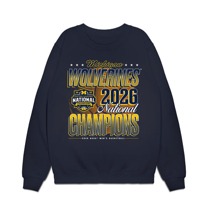 Michigan - NCAA Men's Basketball : Aday Mara - National Champions NCAA® March Madness® 2026 Premium Crewneck Sweatshirt-0