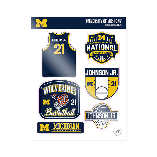 Michigan - NCAA Men's Basketball : Morez Johnson Jr. - National Champions NCAA® March Madness® 2026 Sticker Sheet-0