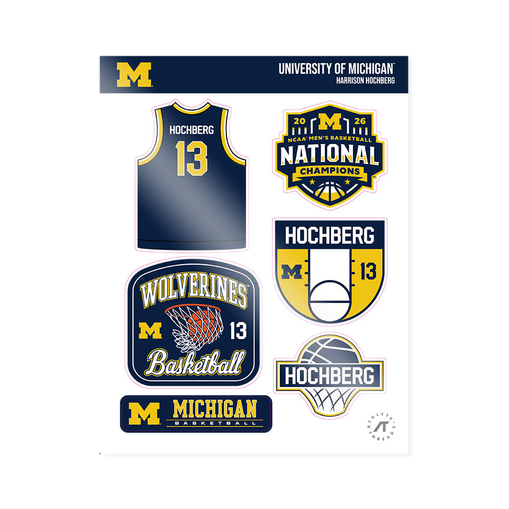 Michigan - NCAA Men's Basketball : Harrison Hochberg - National Champions NCAA® March Madness® 2026 Sticker Sheet-0