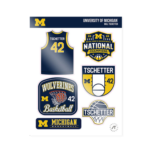 Michigan - NCAA Men's Basketball : Will Tschetter - National Champions NCAA® March Madness® 2026 Sticker Sheet-0