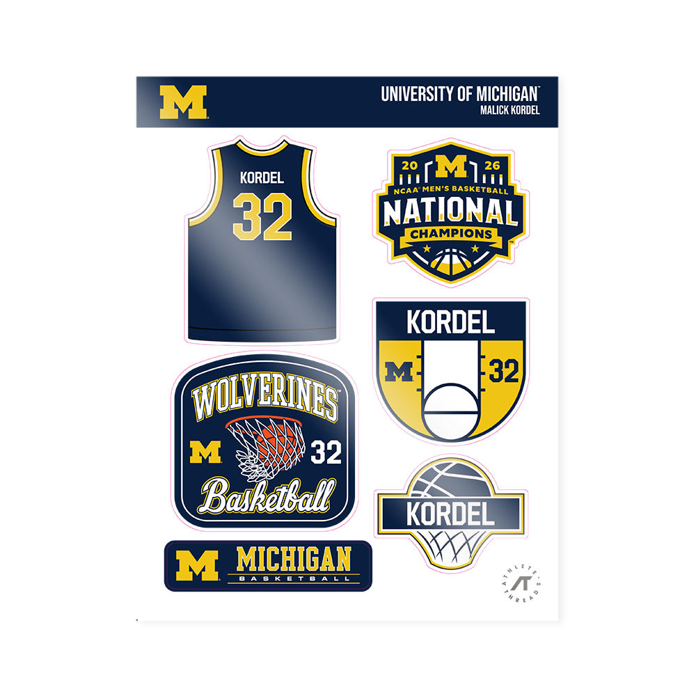 Michigan - NCAA Men's Basketball : Malick Kordel - National Champions NCAA® March Madness® 2026 Sticker Sheet-0