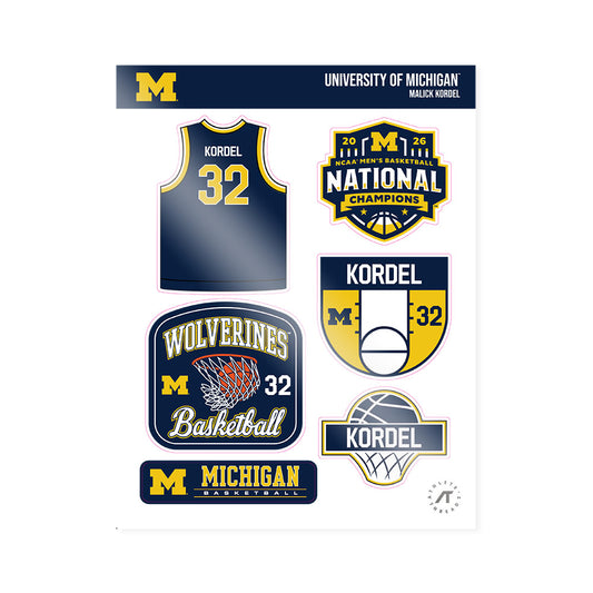 Michigan - NCAA Men's Basketball : Malick Kordel - National Champions NCAA® March Madness® 2026 Sticker Sheet-0