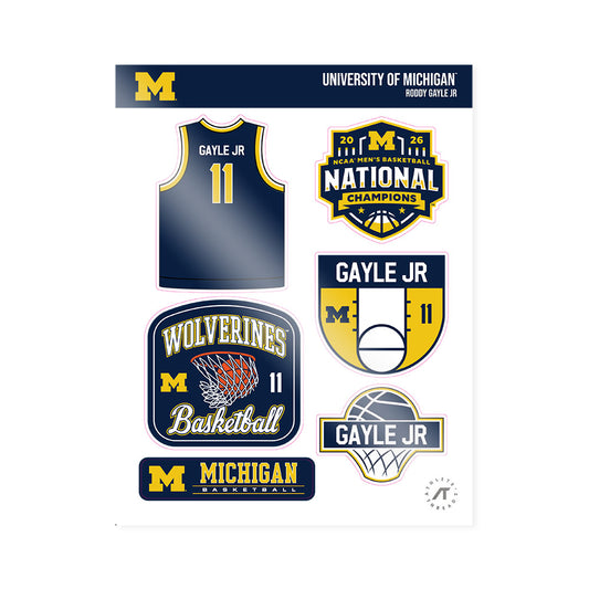 Michigan - NCAA Men's Basketball : Roddy Gayle Jr - National Champions NCAA® March Madness® 2026 Sticker Sheet-0