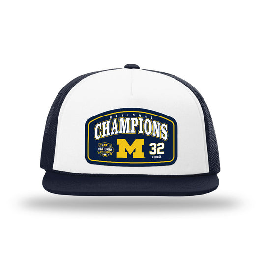 Michigan - NCAA Men's Basketball : Malick Kordel - National Champions NCAA® March Madness® 2026 Foamie Trucker Cap-0