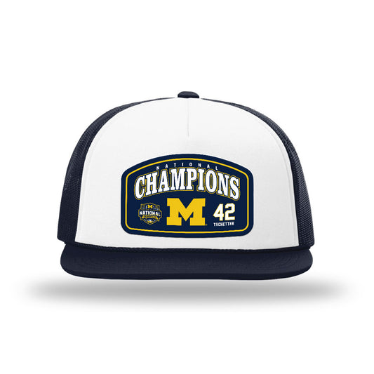 Michigan - NCAA Men's Basketball : Will Tschetter - National Champions NCAA® March Madness® 2026 Foamie Trucker Cap-0