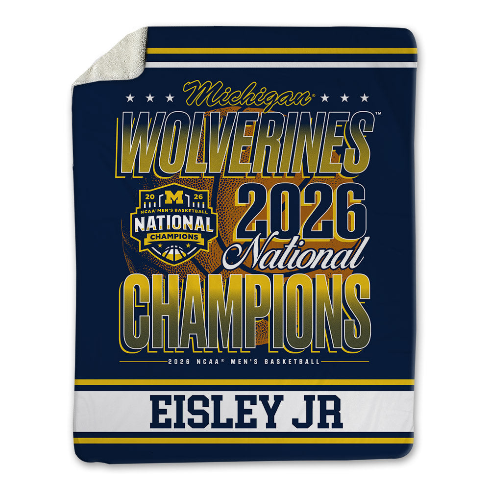 Michigan - NCAA Men's Basketball : Howard Eisley Jr - National Champions NCAA® March Madness® 2026 Blanket-0