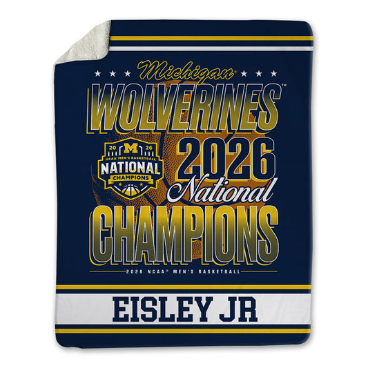 Michigan - NCAA Men's Basketball : Howard Eisley Jr - National Champions NCAA® March Madness® 2026 Blanket-0