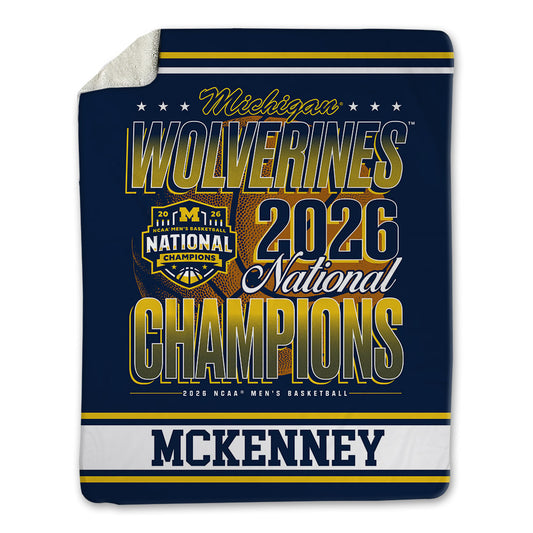 Michigan - NCAA Men's Basketball : Trey McKenney - National Champions NCAA® March Madness® 2026 Blanket-0