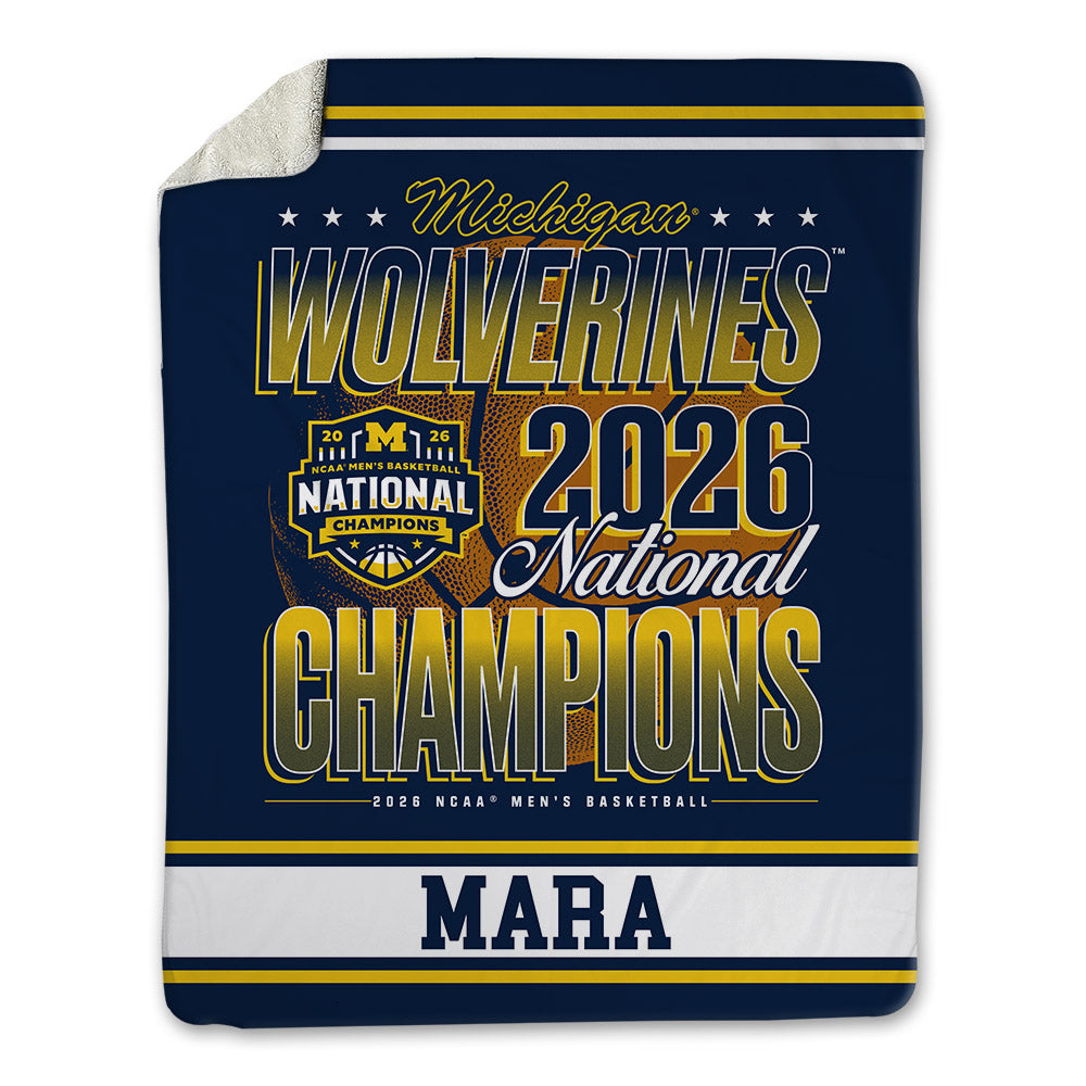 Michigan - NCAA Men's Basketball : Aday Mara - National Champions NCAA® March Madness® 2026 Blanket-0