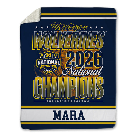Michigan - NCAA Men's Basketball : Aday Mara - National Champions NCAA® March Madness® 2026 Blanket-0