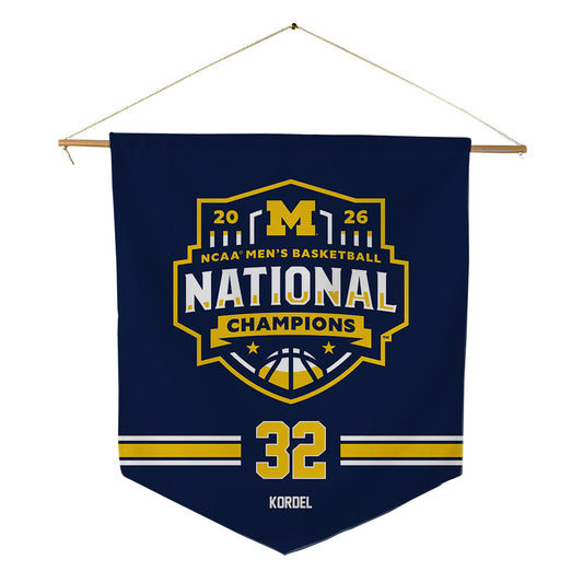 Michigan - NCAA Men's Basketball : Malick Kordel - National Champions NCAA® March Madness® 2026 Pennant - 18" x 21"-0
