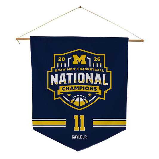 Michigan - NCAA Men's Basketball : Roddy Gayle Jr - National Champions NCAA® March Madness® 2026 Pennant - 18" x 21"-0