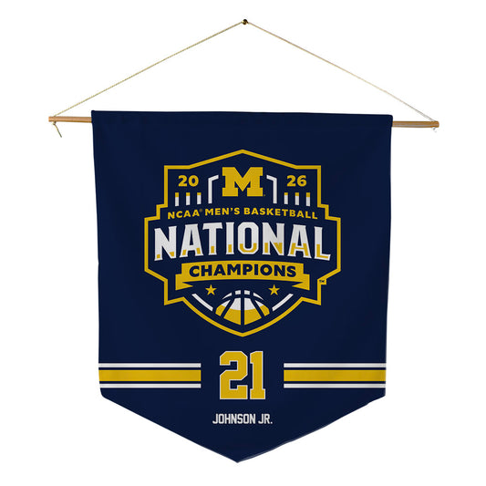 Michigan - NCAA Men's Basketball : Morez Johnson Jr. - National Champions NCAA® March Madness® 2026 Pennant - 18" x 21"-0