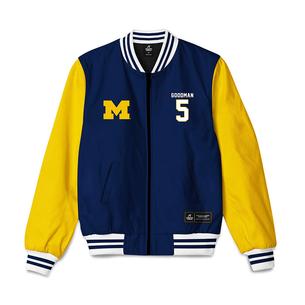 Michigan - NCAA Men's Basketball : Oscar Goodman - National Champions NCAA® March Madness® 2026 Bomber Jacket-0