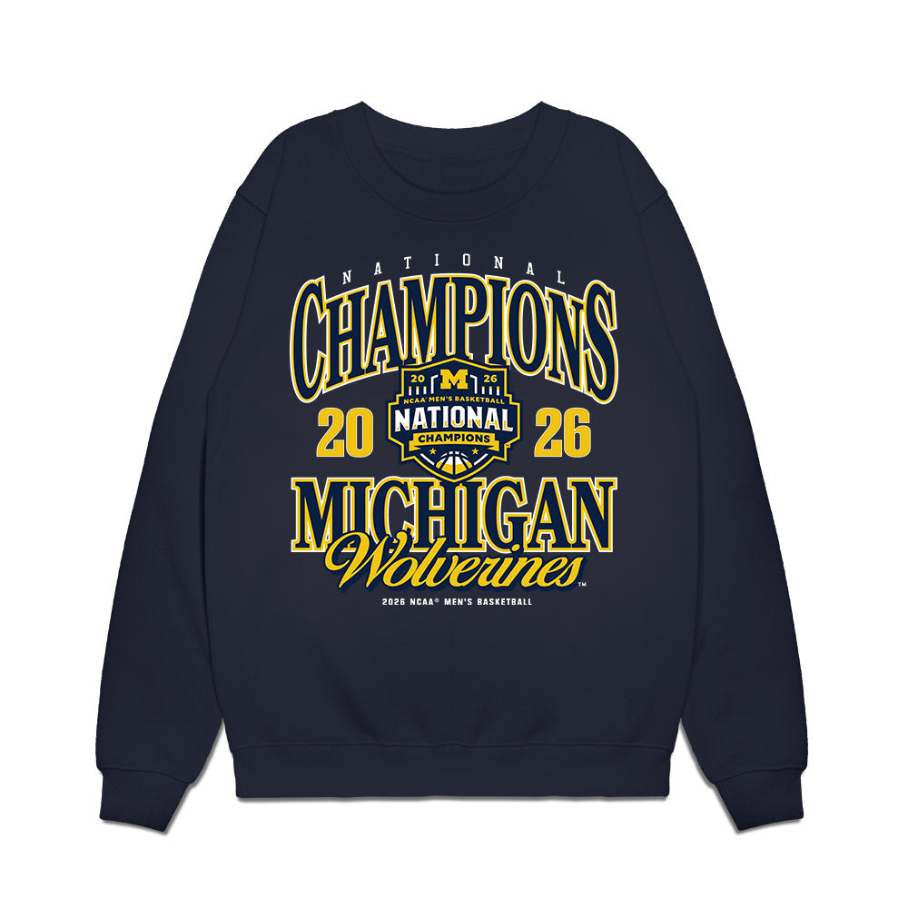 Michigan - NCAA Mens Basketball - National Champions NCAA® March Madness® 2026 Roster List Premium Crewneck Sweatshirt-0