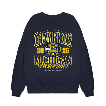 Michigan - NCAA Mens Basketball - National Champions NCAA® March Madness® 2026 Roster List Premium Crewneck Sweatshirt-0