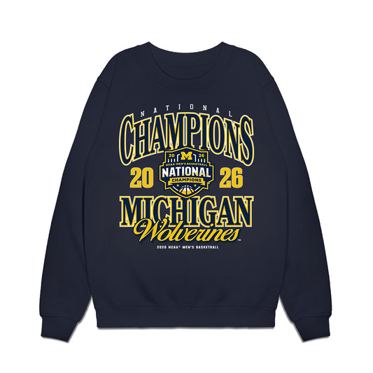 Michigan - NCAA Mens Basketball - National Champions NCAA® March Madness® 2026 Roster List Premium Crewneck Sweatshirt-0