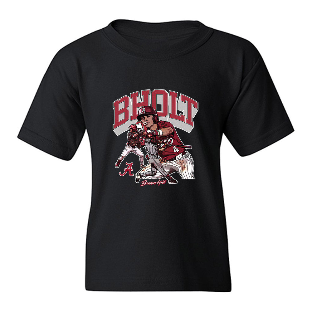 Alabama - NCAA Baseball : Brennan Holt - Caricature Youth T-Shirt-0