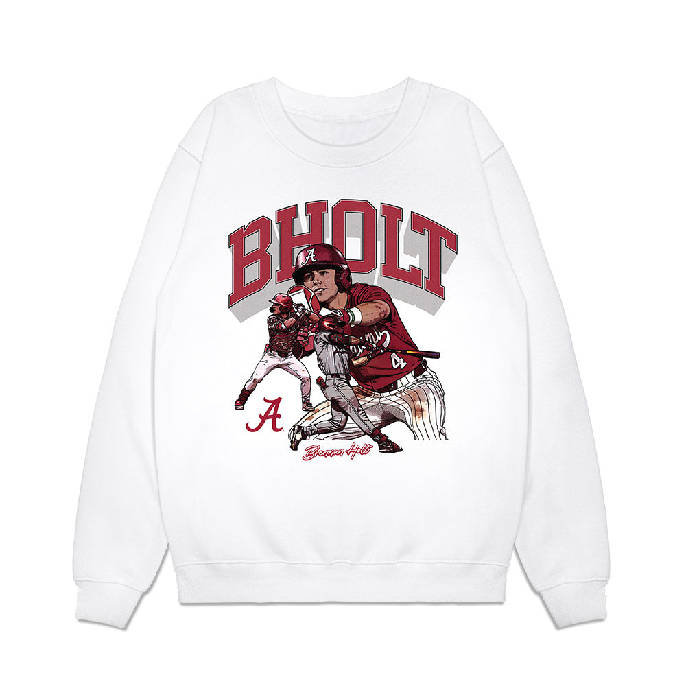 Alabama - NCAA Baseball : Brennan Holt - Caricature Premium Crewneck Sweatshirt-0