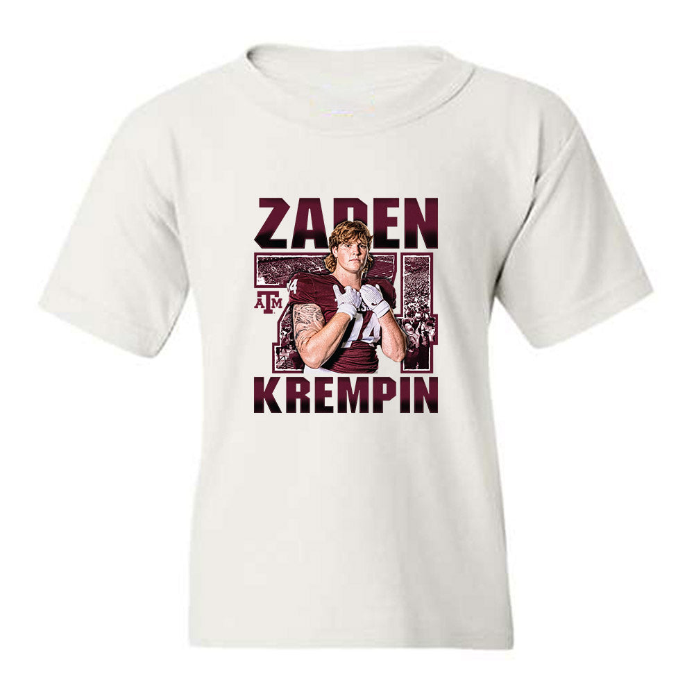 Texas A&M - NCAA Football : Zaden Krempin - Collage Youth T-Shirt-0
