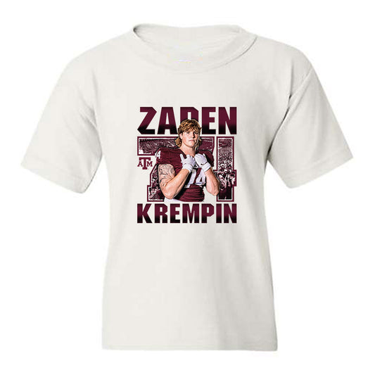 Texas A&M - NCAA Football : Zaden Krempin - Collage Youth T-Shirt-0