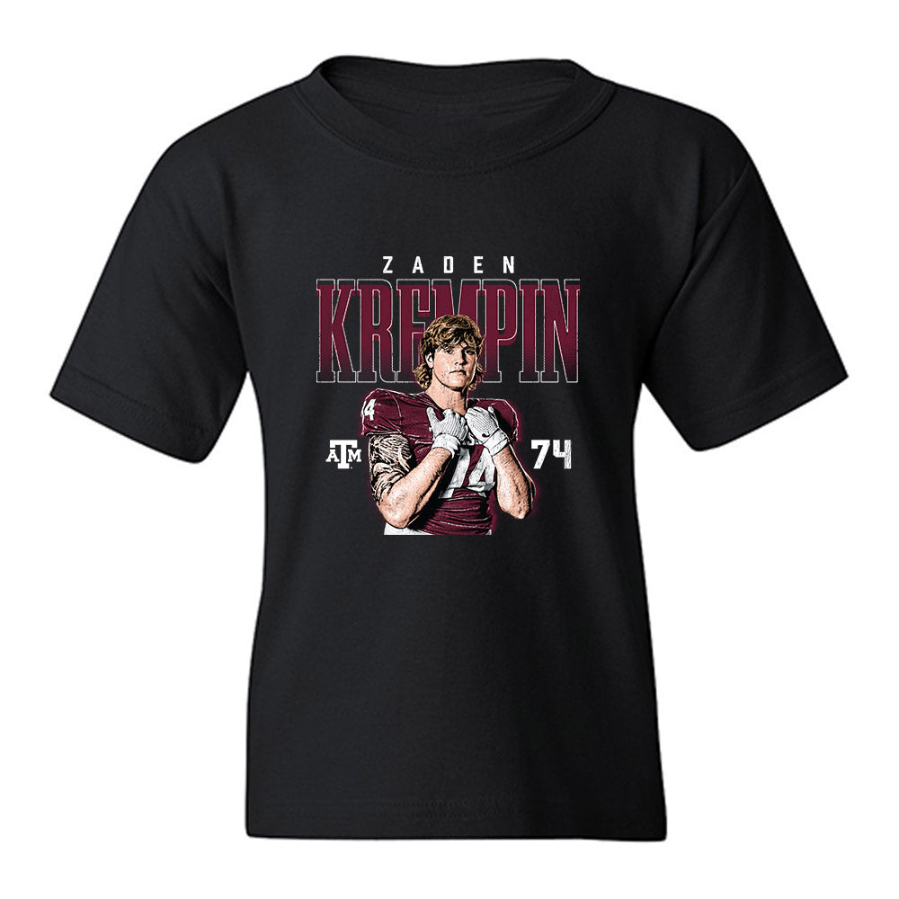 Texas A&M - NCAA Football : Zaden Krempin - Collage Youth T-Shirt-0
