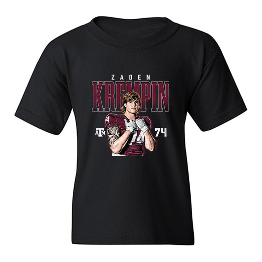 Texas A&M - NCAA Football : Zaden Krempin - Collage Youth T-Shirt-0